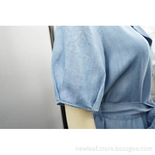 New Sweet Ladies V-NECK Denim Dress